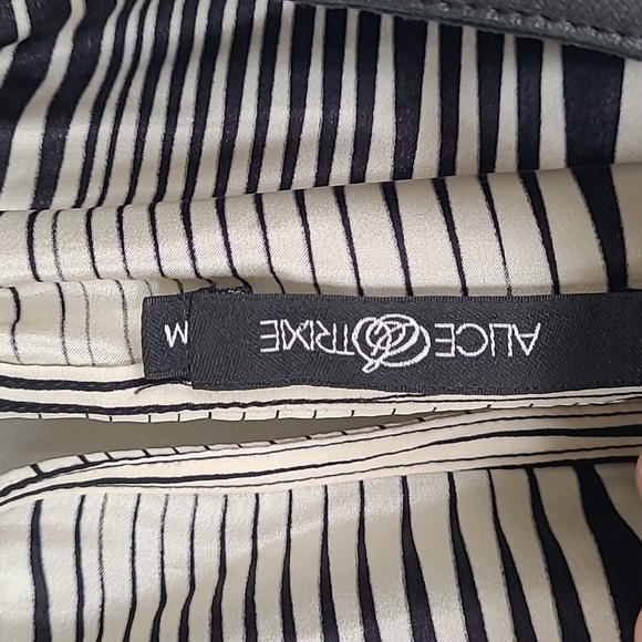 Alex & Trixie silk and black leather halter style striped top - Picture 4 of 6